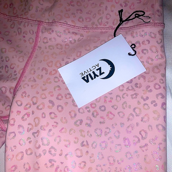 zyia active leggings . pink leopard unicorn light n tight hi rise 7/8 24 “2 - Picture 2 of 3